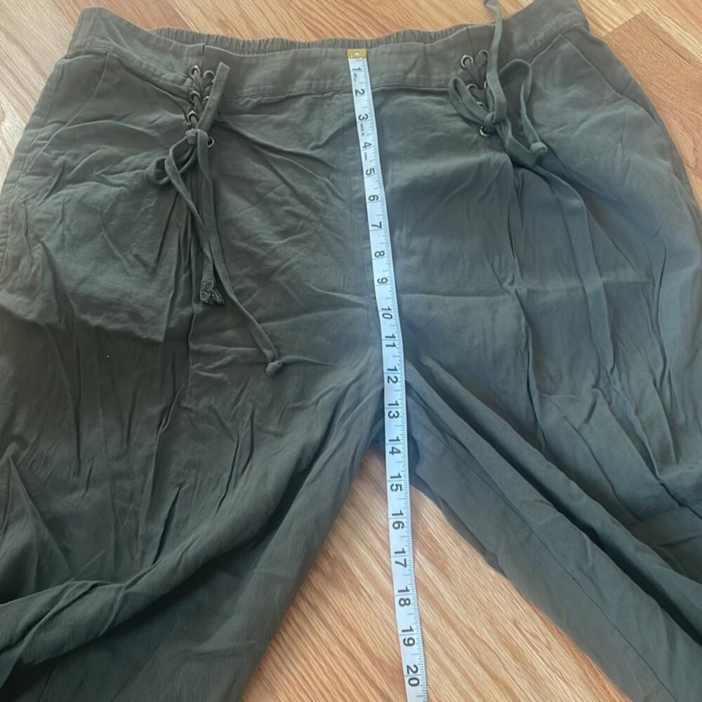 1 state dual lace elastic waist army green wide leg pant trouser size XL - Picture 4 of 8